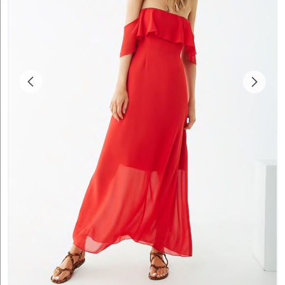 Forever 21 off shoulder flounce maxi dress NWT - Picture 4 of 7